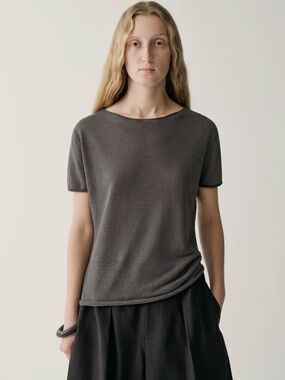 INSIS FEMME Linen Short Sleeve Knit Top